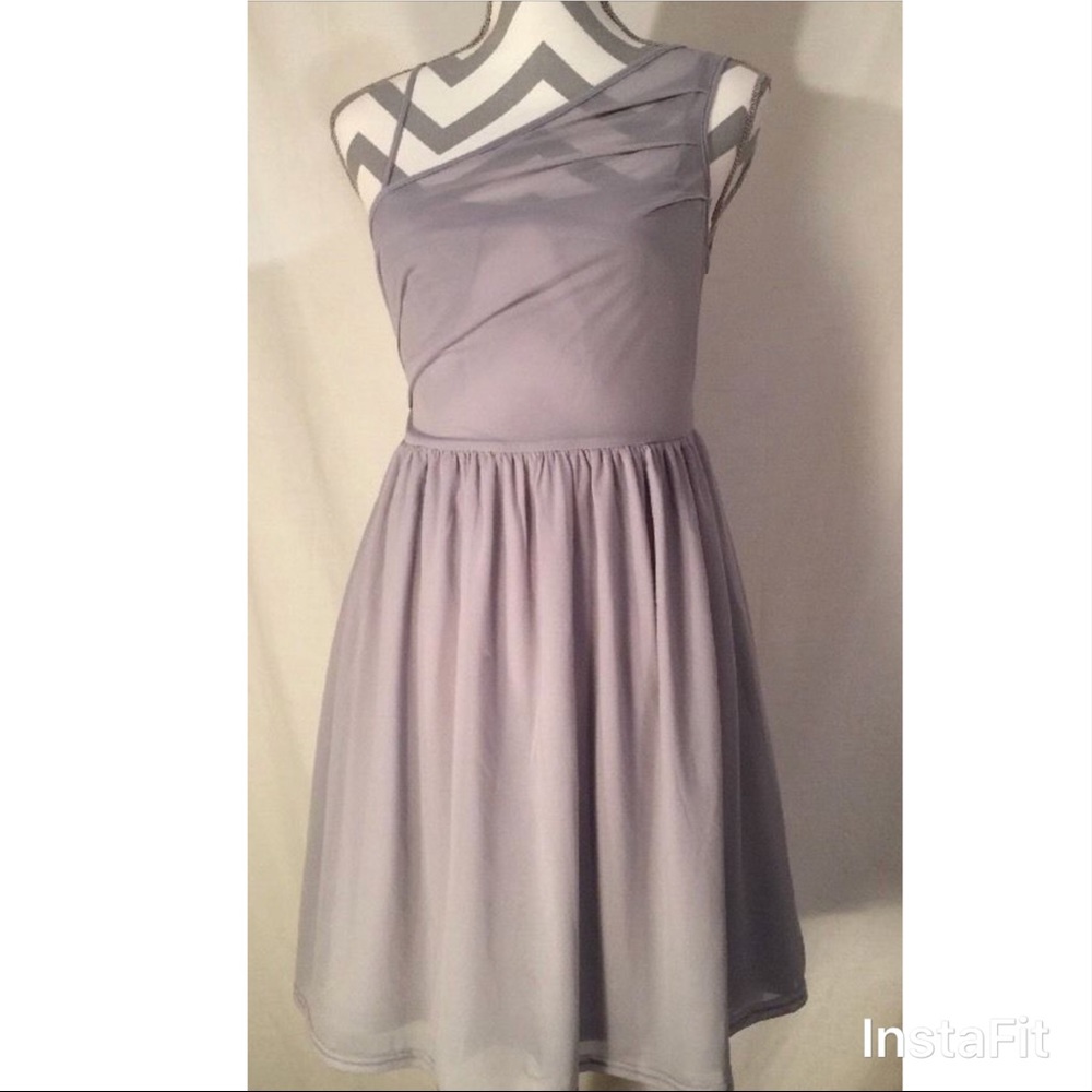 MM Coutour Gray Sheer One Shoulder Dress